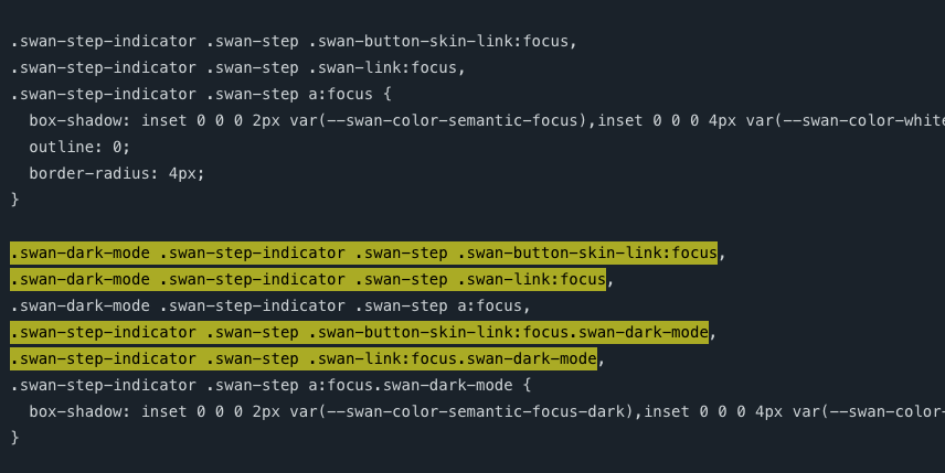 Example output of formatted CSS that we need to audit